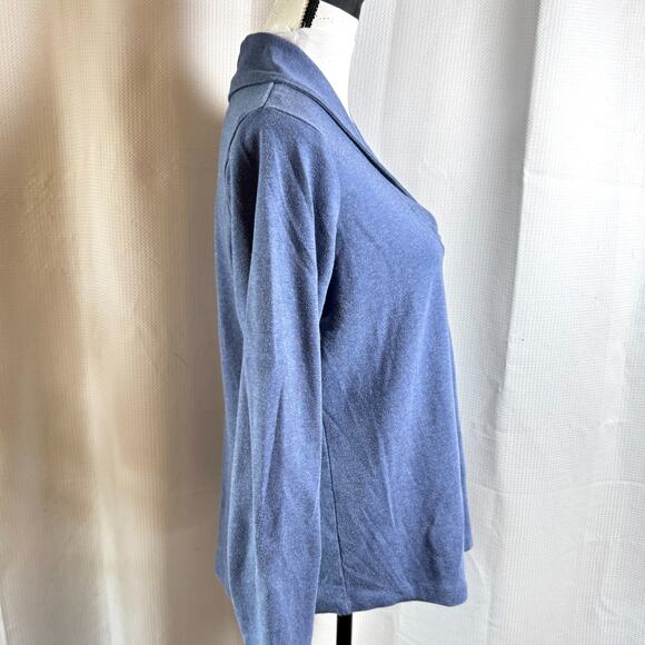 LL Bean Womens Size L Reg Blue Shawl Collar Pullover Sweatshirt Classic in EUC - Picture 9 of 10